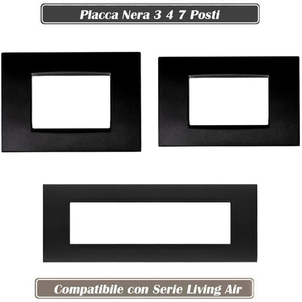 Placchetta per interruttore a 3 4 7 posti nero cassetta 503 compatibile con living air supporto cover - enzoled