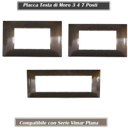 Placchetta per interruttore a 3 4 7 posti testa di moro cassetta 503 compatibile con vimar plana supporto cover - enzoled