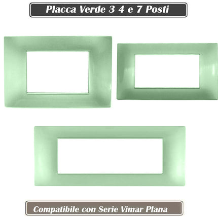 Placchetta per interruttore a 3 4 7 posti verde cassetta 503 compatibile con vimar plana supporto cover - enzoled