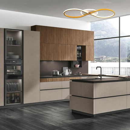 Plafoniera moderna a led 22 watt intrecciato a forma di infinito oro applique  a luce fredda 6500k o naturale 4000k - enzoled