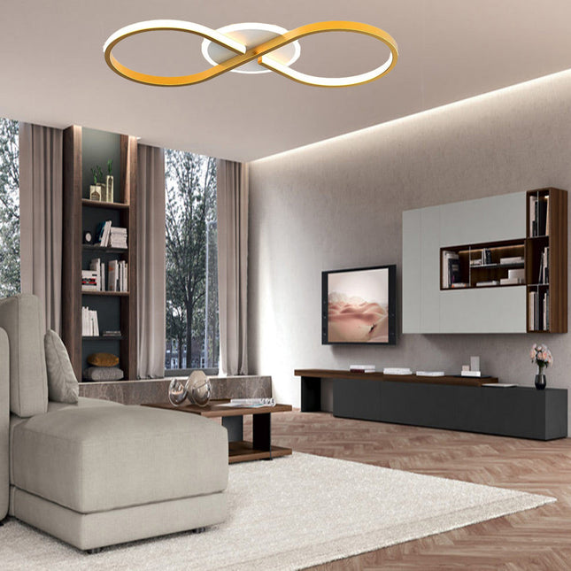 Plafoniera moderna a led 22 watt intrecciato a forma di infinito oro applique  a luce fredda 6500k o naturale 4000k - enzoled