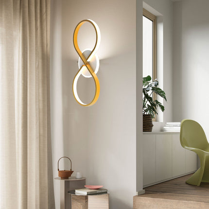 Plafoniera moderna a led 22 watt intrecciato a forma di infinito oro applique  a luce fredda 6500k o naturale 4000k - enzoled