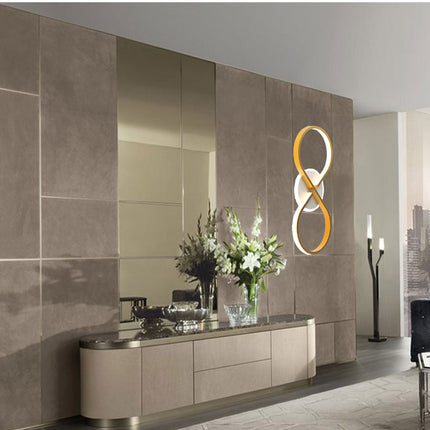 Plafoniera moderna a led 22 watt intrecciato a forma di infinito oro applique  a luce fredda 6500k o naturale 4000k - enzoled