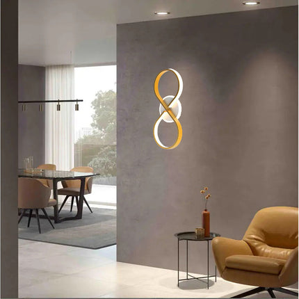 Plafoniera moderna a led 22 watt intrecciato a forma di infinito oro applique  a luce fredda 6500k o naturale 4000k - enzoled