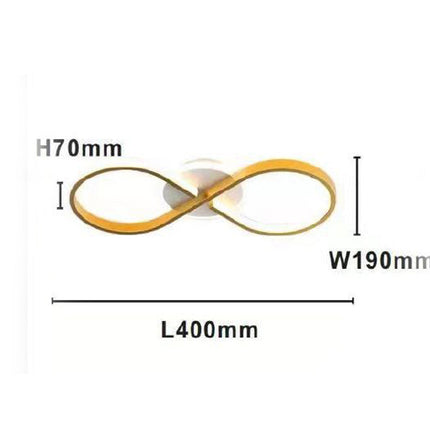 Plafoniera moderna a led 22 watt intrecciato a forma di infinito oro applique  a luce fredda 6500k o naturale 4000k - enzoled