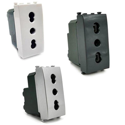 Prese bipasso bivalente 10-16A compatibile con vimar plana presa elettrica a muro spina - enzoled