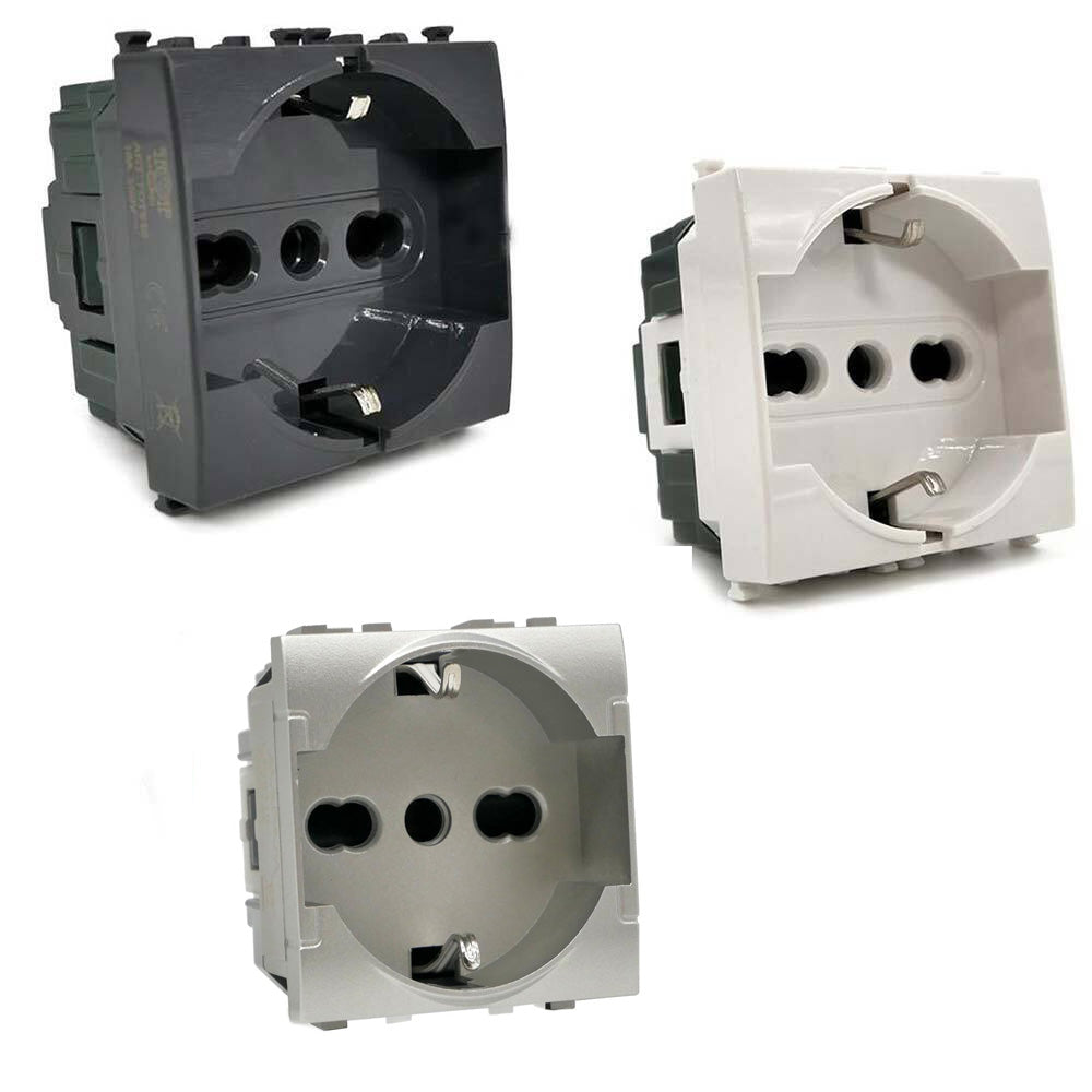 Presa schuko 16A compatibile con vimar plana prese spina 2P presa elettrica a muro spina - enzoled