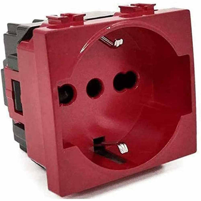 Presa schuko rossa 16A compatibile con vimar plana prese spina 2P gruppo di continuità ups cassetta 503 - enzoled