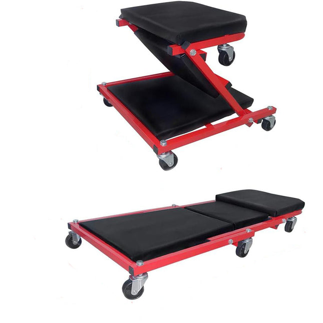 Carrello sabello da officina 2 in 1 sotto auto macchina da officina pieghevole con ruote girevole a 360° - enzoled