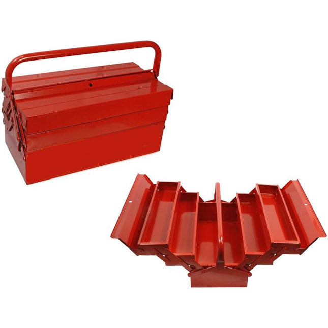 Cassetta porta attrezzi in lamiera con 5 scomparti valigetta a soffietto porta utensili fai da te - enzoled