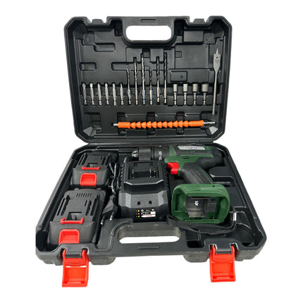 Trapano ad impatto ricaricabile cordless doppia batteri 68V mandrino in metallo 13 mm 2 velocità 18 accessori in valigetta - enzoled