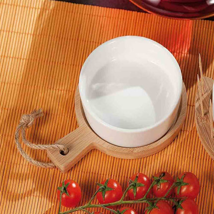 Set aperitivo 2 ciotole in ceramica con supporto tagliere in legno antipastiera finger food - enzoled