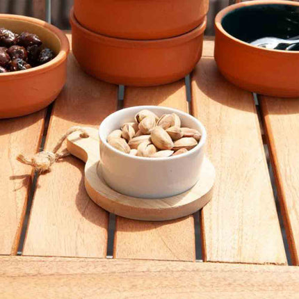 Set aperitivo 2 ciotole in ceramica con supporto tagliere in legno antipastiera finger food - enzoled