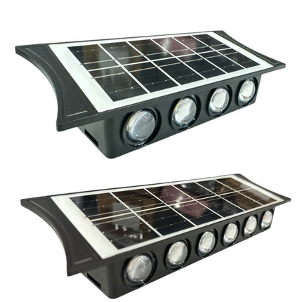 Applique a parete a doppia emissione da esterno con pannello solare lampada da muro da 8 e 12 led a doppia colorazione di luce fredda e calda - enzoled