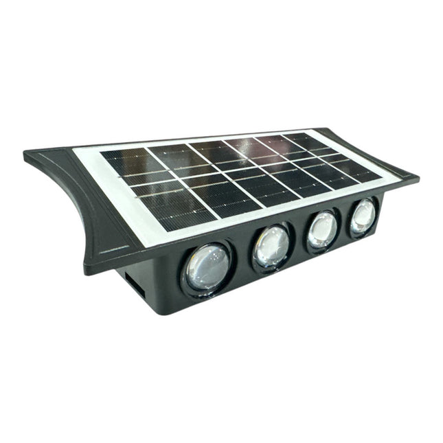 Applique a parete a doppia emissione da esterno con pannello solare lampada da muro da 8 e 12 led a doppia colorazione di luce fredda e calda - enzoled