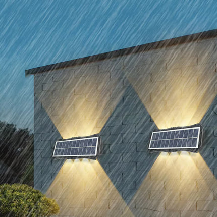 Applique a parete a doppia emissione da esterno con pannello solare lampada da muro da 8 e 12 led a doppia colorazione di luce fredda e calda - enzoled