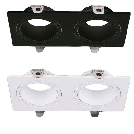 Portafaretto doppio diffusore rettangolare per faretti orientabile incasso per controsoffitta per faretti gu10 mr16 - enzoled