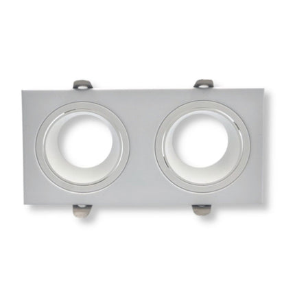 Portafaretto doppio diffusore rettangolare per faretti orientabile incasso per controsoffitta per faretti gu10 mr16 - enzoled
