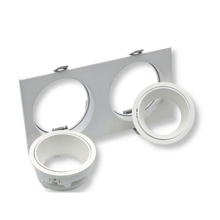 Portafaretto doppio diffusore rettangolare per faretti orientabile incasso per controsoffitta per faretti gu10 mr16 - enzoled