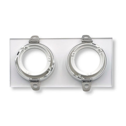 Portafaretto doppio diffusore rettangolare per faretti orientabile incasso per controsoffitta per faretti gu10 mr16 - enzoled