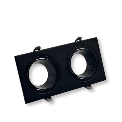 Portafaretto doppio diffusore rettangolare per faretti orientabile incasso per controsoffitta per faretti gu10 mr16 - enzoled