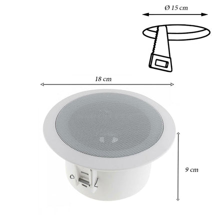 Coppia di casse bluetooth amplificate da incasso per filodiffusione cassa altoparlante 15watt per soffitto 8 Ohms - enzoled