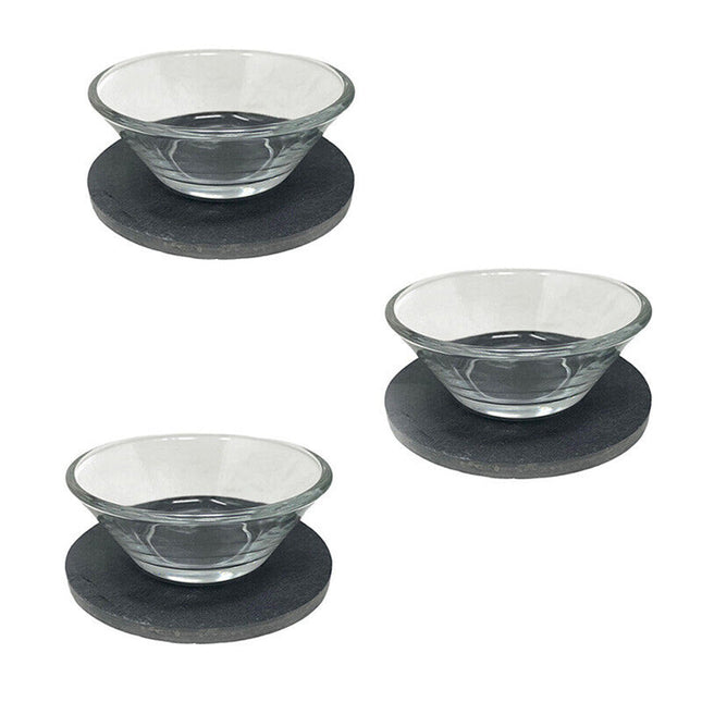 Set 3 ciotole in vetro con piattino in ardesia per aperitivi snack ciotoline con vassoio per salse stuzzichini - enzoled