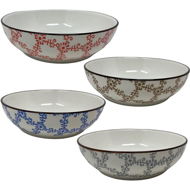 Set 4 ciotole colorate con decorazioni floreale in ceramica per aperitivi snack ciotoline per salse finger food - enzoled