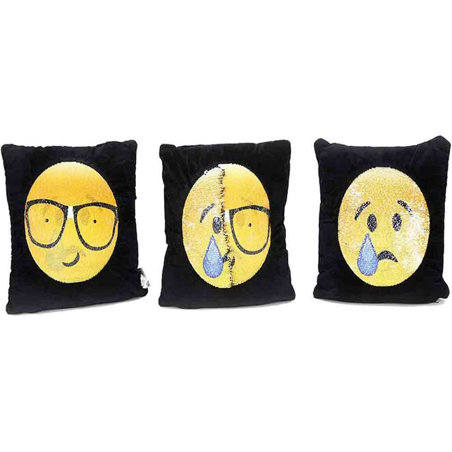 Cuscino emoticon smile con pailette reversibile che cambia espressione double face idea regalo - enzoled