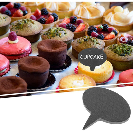 Set di 4 segna alimenti ovali segna gusto cibo in ardesia per buffet bar ristorante vassoio - enzoled