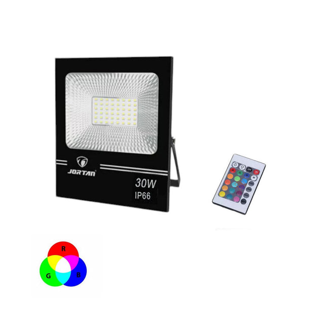 Faro led ultra slim rgb multicolore da 30 50 100 watt illuminazione per interno e esterno proiettore luce colorata con telecomando - enzoled
