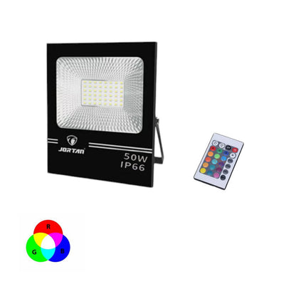 Faro led ultra slim rgb multicolore da 30 50 100 watt illuminazione per interno e esterno proiettore luce colorata con telecomando - enzoled