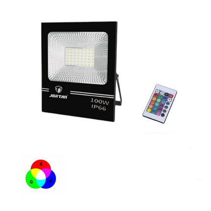 Faro led ultra slim rgb multicolore da 30 50 100 watt illuminazione per interno e esterno proiettore luce colorata con telecomando - enzoled