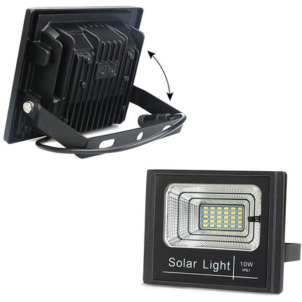 Faro led 10 watt con pannello solare sensore crepuscolare per esterno  a luce fredda 6500k con telecomando timer IP66 - enzoled