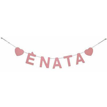 Festone in legno striscione per feste con scritta è nato è nata per bimbo bimba festa nascita - enzoled