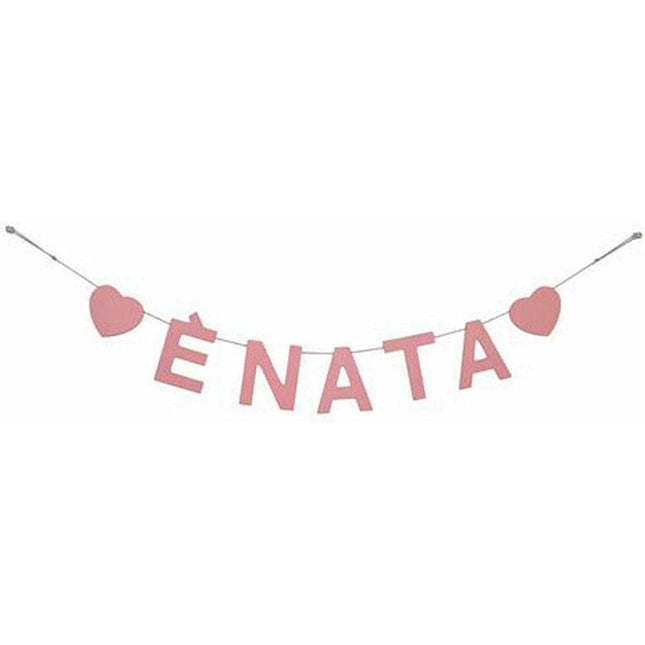 Festone in legno striscione per feste con scritta è nato è nata per bimbo bimba festa nascita - enzoled