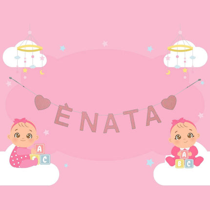 Festone in legno striscione per feste con scritta è nato è nata per bimbo bimba festa nascita - enzoled
