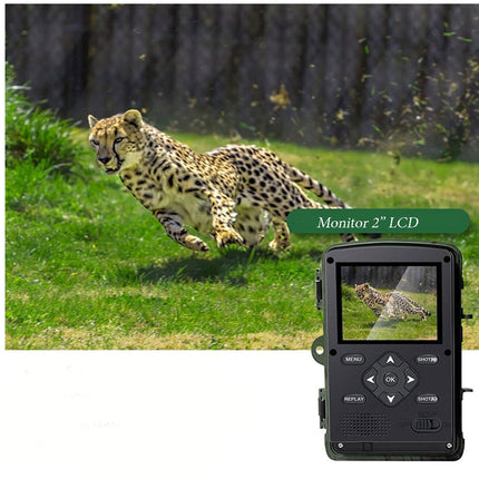 Fototrappola con sensore di movimento led infrarossi monitor 2” full hd foto camera per animali impermeabile IP66 - enzoled