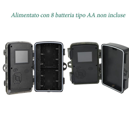 Fototrappola con sensore di movimento led infrarossi monitor 2” full hd foto camera per animali impermeabile IP66 - enzoled