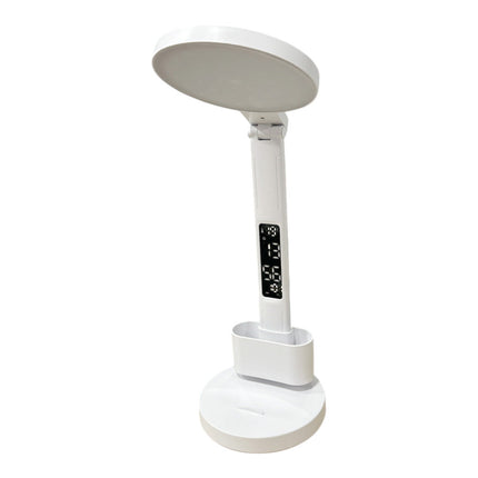 Lampada da scrivania touch a led con porta penna orologio ricaricabile pieghevole dimmerabile a tripla colorazione luce fredda calda naturale - enzoled