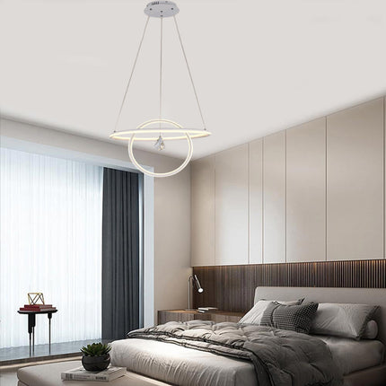 Lampadario led moderno 2 anelli 70 watt lampada con cristallo a luce fredda 6500k calda 3000k naturale 4000k - enzoled