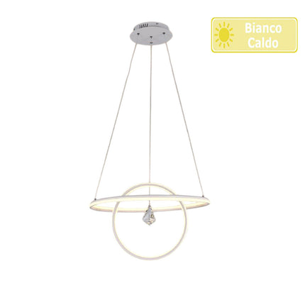 Lampadario led moderno 2 anelli 70 watt lampada con cristallo a luce fredda 6500k calda 3000k naturale 4000k - enzoled