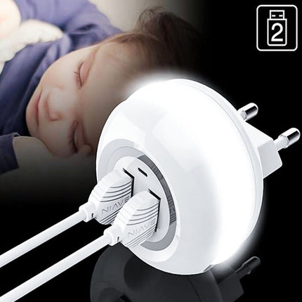 Luce notturna dimmerabile touch con lef integrato caricabatteria multifunzione con doppia usb - enzoled