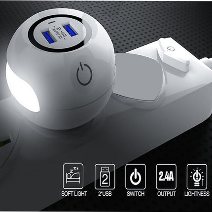 Luce notturna dimmerabile touch con lef integrato caricabatteria multifunzione con doppia usb - enzoled