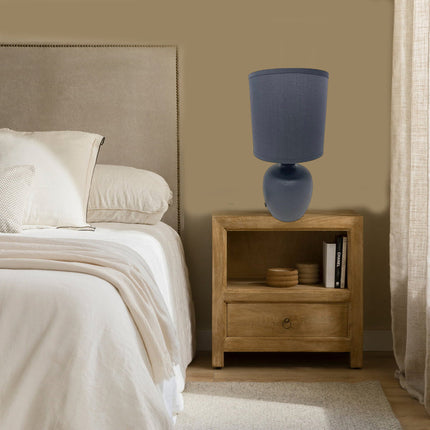 Lume in ceramica moderno lumetto da comodino con base in ceramica abat jour lampada da tavolo paralume attacco e14 - enzoled