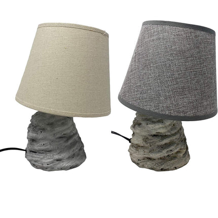 Lume moderno effetto roccia pietra lumetto da comodino abat jour con paralume tela - enzoled