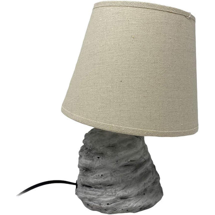 Lume moderno effetto roccia pietra lumetto da comodino abat jour con paralume tela - enzoled