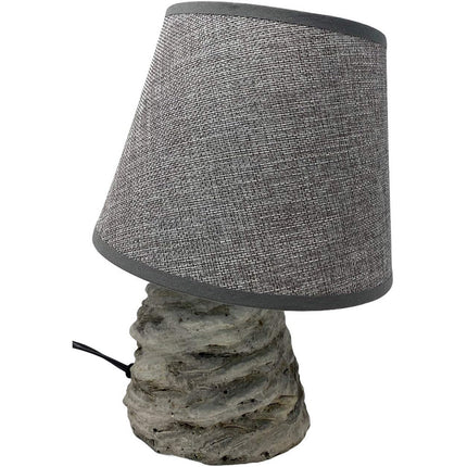 Lume moderno effetto roccia pietra lumetto da comodino abat jour con paralume tela - enzoled