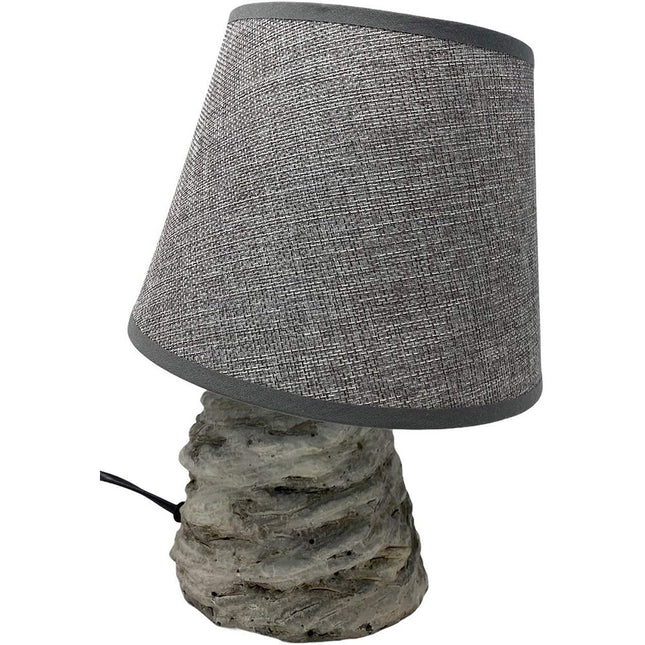 Lume moderno effetto roccia pietra lumetto da comodino abat jour con paralume tela - enzoled