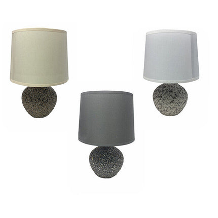 Lume in ceramica moderno lumetto da comodino con base effetto marmo abat jour lampada da tavolo paralume attacco e14 - enzoled